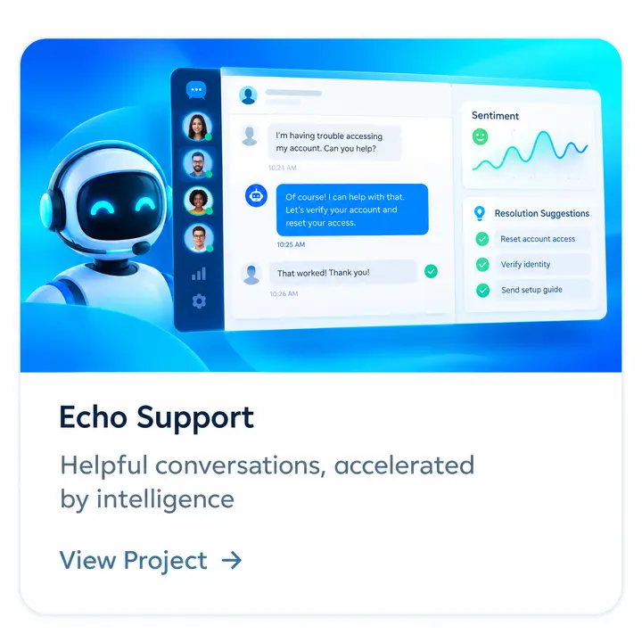 Echo Support project card — Multi-step orchestration across AI and rules