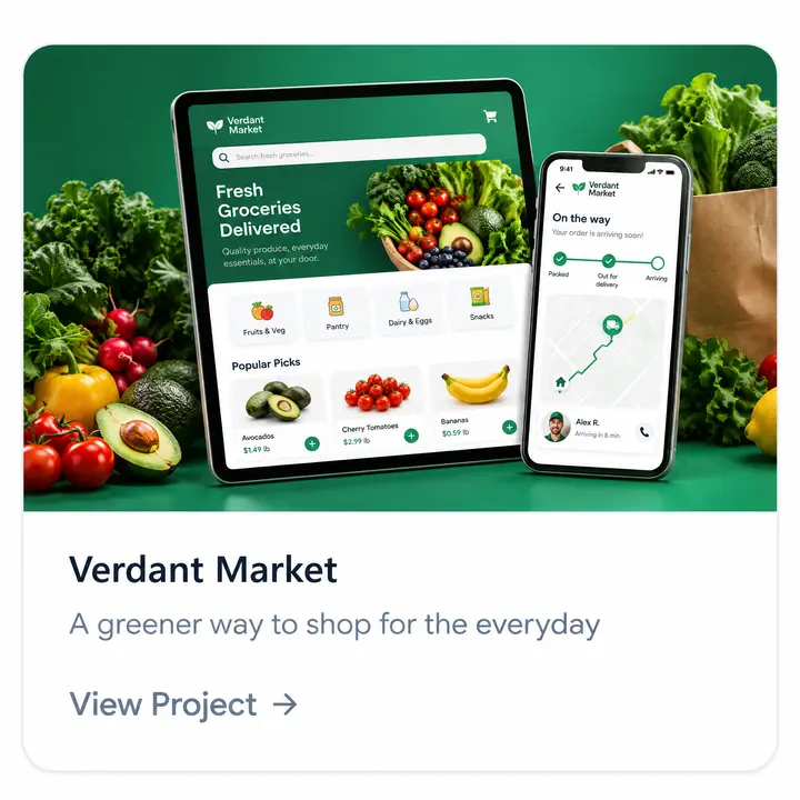Verdant Market project card — Self-serve marketplace with built-in checkout