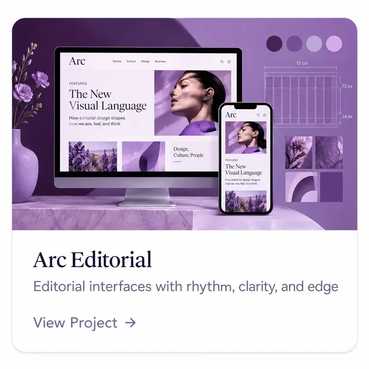 Arc Editorial project card — Editorial layout system built for long-form reading