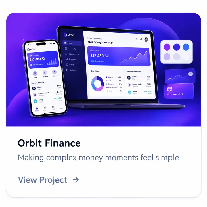 Orbit Finance project card — Conversion-first visual design for a fintech product